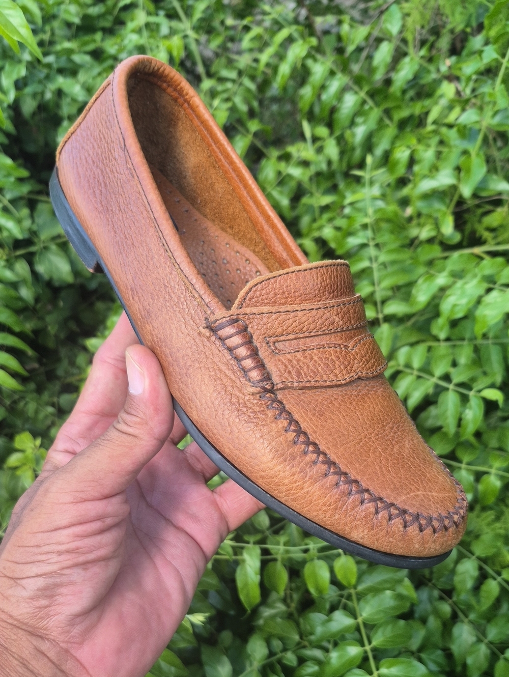 Thom McAn (BRAZIL) Men's Vintage Cognac Genuine Leather Penny Loafers/Drivers